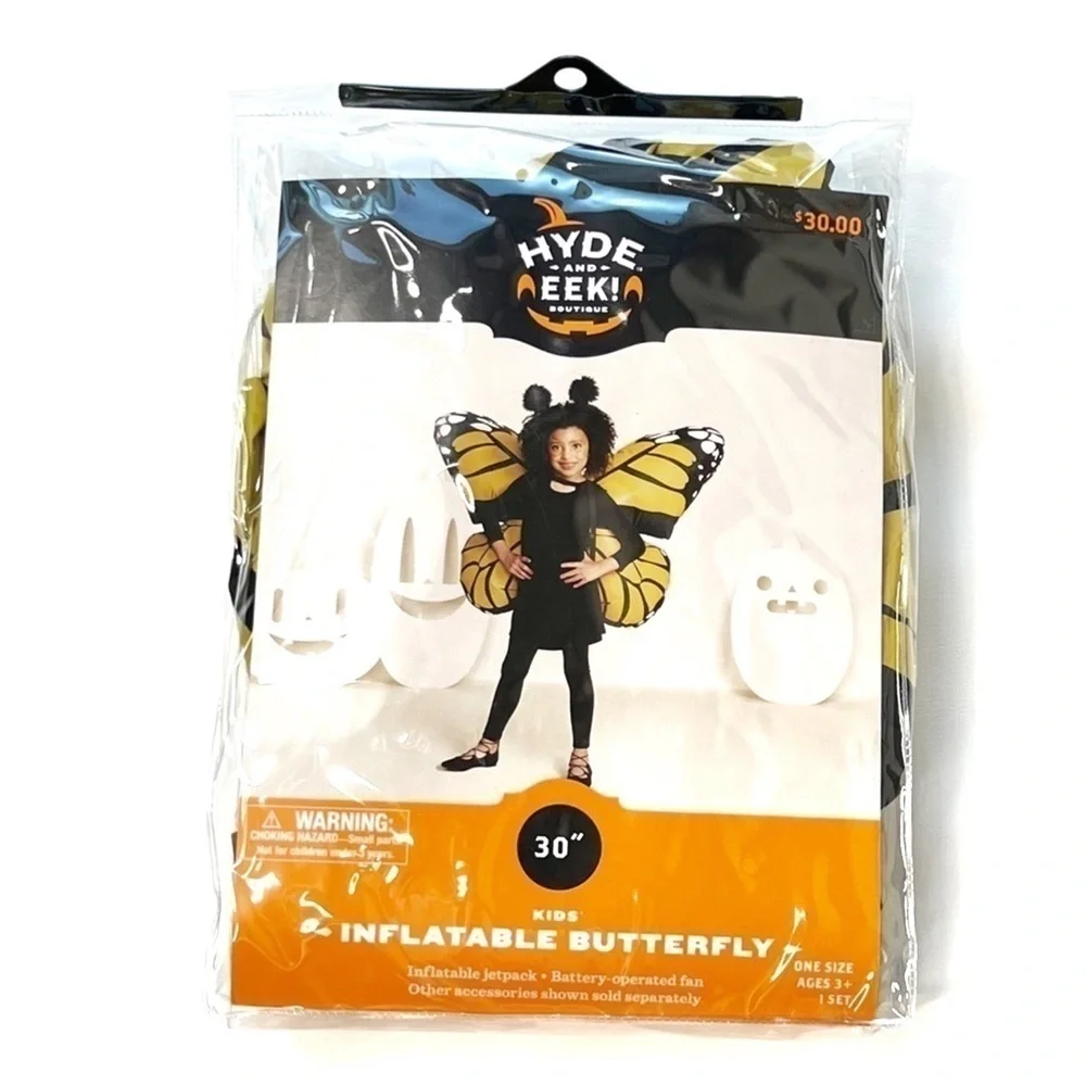 Butterfly Wings Costume Halloween Yellow & Black Airblown Inflatable New NWT